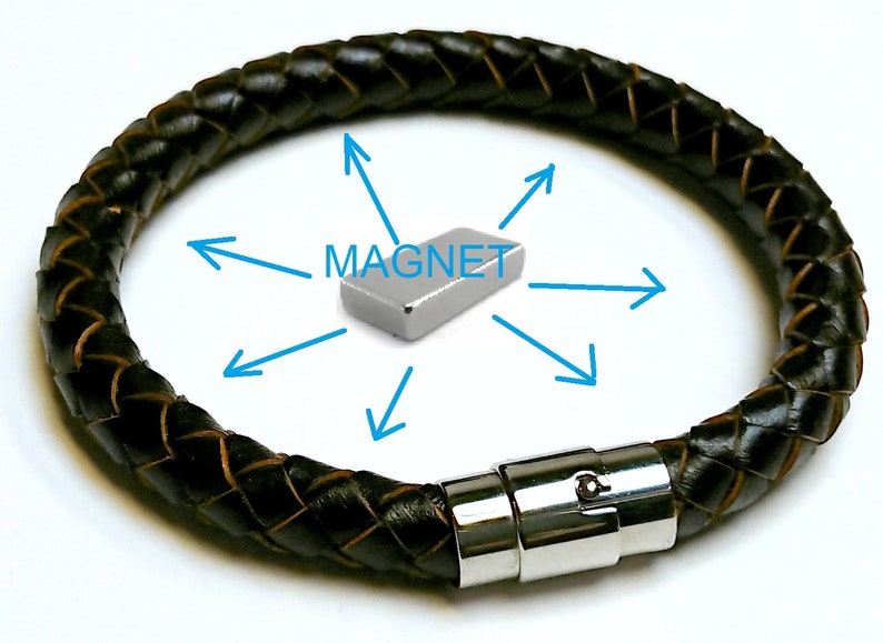 Magnetic magnet Natural real Leather Bracelet filled with very strong magnets Health Arthritis therapy image 1