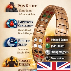 TITANIUM steel Magnetic germanium Energy Armband Power Bracelet JADE 5in1 Magnets and 4 minerals arthritis pain