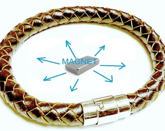 Magnetic magnet Natural real Leather Bracelet filled with very strong magnets Health  Arthritis therapy