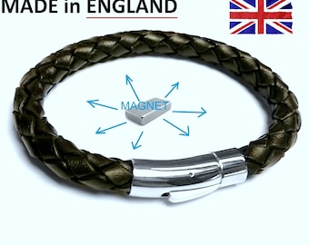 Magnetic magnet Natural real Leather Bracelet filled with very strong magnets Health  Arthritis therapy