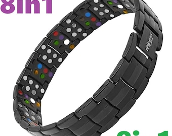 TITANIUM Magnetic germanium Energy Armband Power Bracelet JADE 8in1 Magnets and 7 minerals