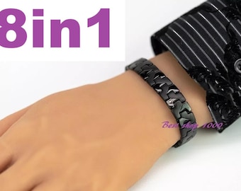 TITANIUM Magnetic germanium Energy Armband Power Bracelet JADE 8in1 Magnets and 7 minerals