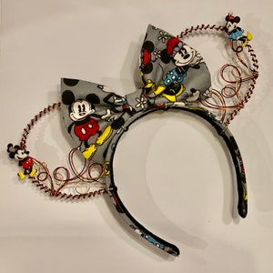 Steamboat Willie Mickey and Minnie wire mickey ears