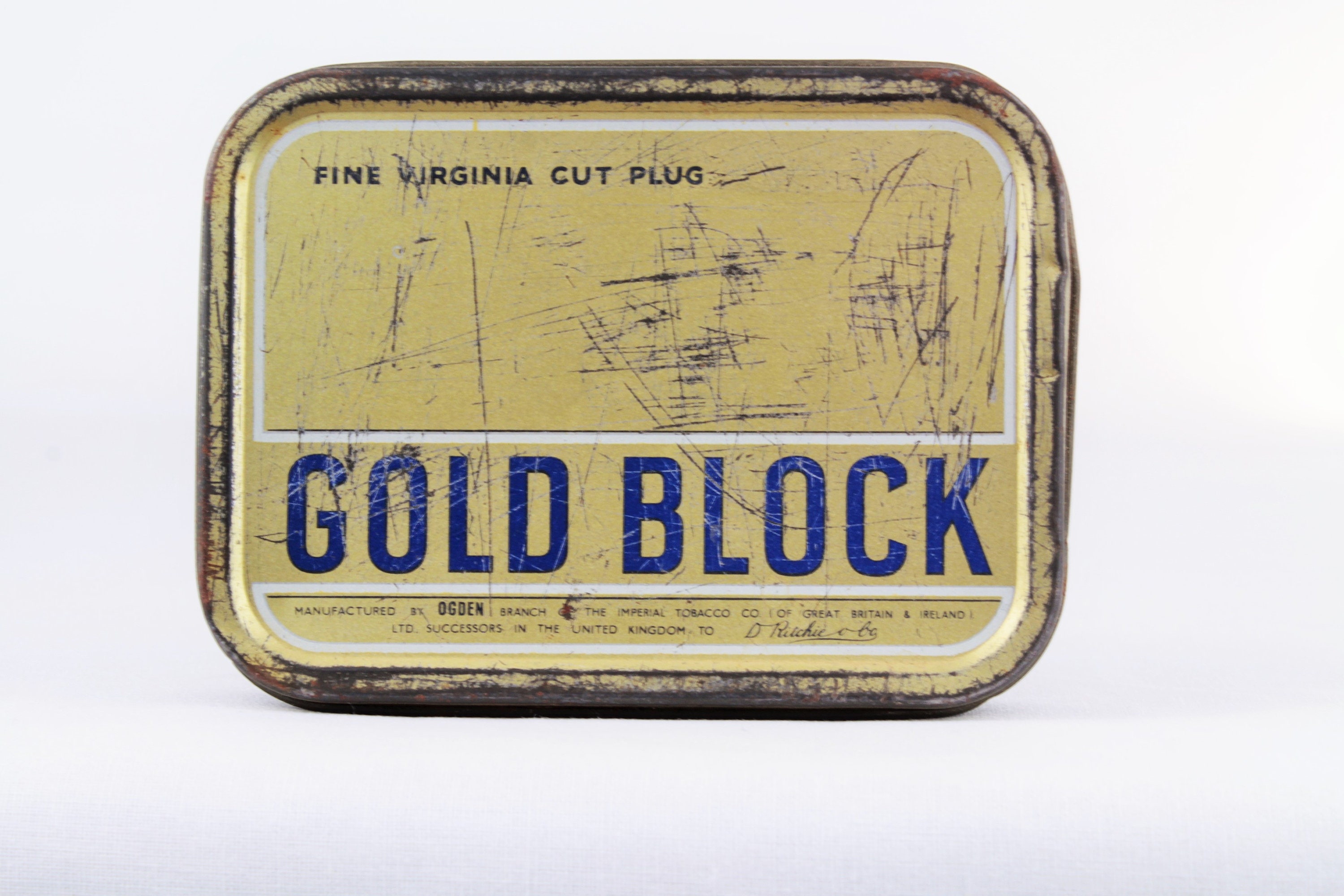 Vintage Boîte en Métal Jaune