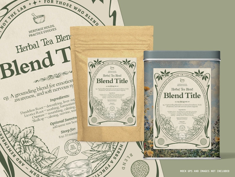 Tea Blend Labels Examples Herbal Tea Blend Canva Templates for Tea Recipe Cards and Labels ...