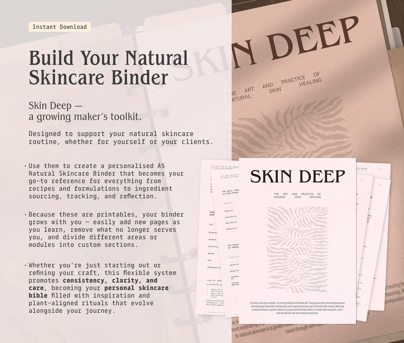 Skincare Guide Printable PDF DIY Natural Skin Healing Booklet A5 Binder Insert Digital Download ...