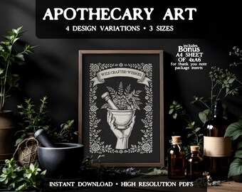 Botanical Apothecary Art for Herbalists Multiple Design Variations and Sizes | Ideal for Packaging Freebies Thank You Notes and Studio Decor