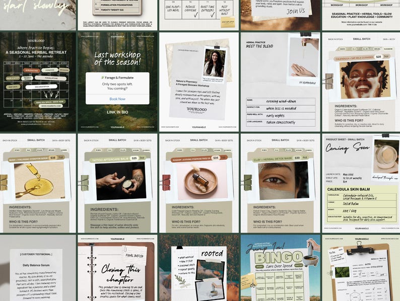 Instagram Templates Canva Social Media Kit Herbal Apothecary Brand ...