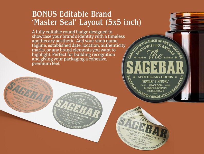 Editable Round Canva Label Templates for Jar Lids Top and Bottom Circle ...