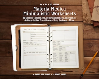 Printable Materia Medica PDF Templates Herbal Studies Worksheets Herbal Study PDF | A5 A4 US Letter