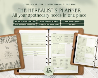 Herb Monograph Medicinal Herbal Studies Worksheets Materia Medica Bundle Printable Herbalist Planner Pages | Herbal Studies | A4 US Letter