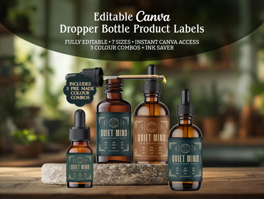 Editable Herbal Tincture Dropper Bottle Apothecary Canva Label ...