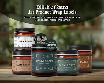 Editable Product Label Jar Wrap Templates, Canva Label Kit, 4oz Jar Label, 8oz Jar Label Product Branding