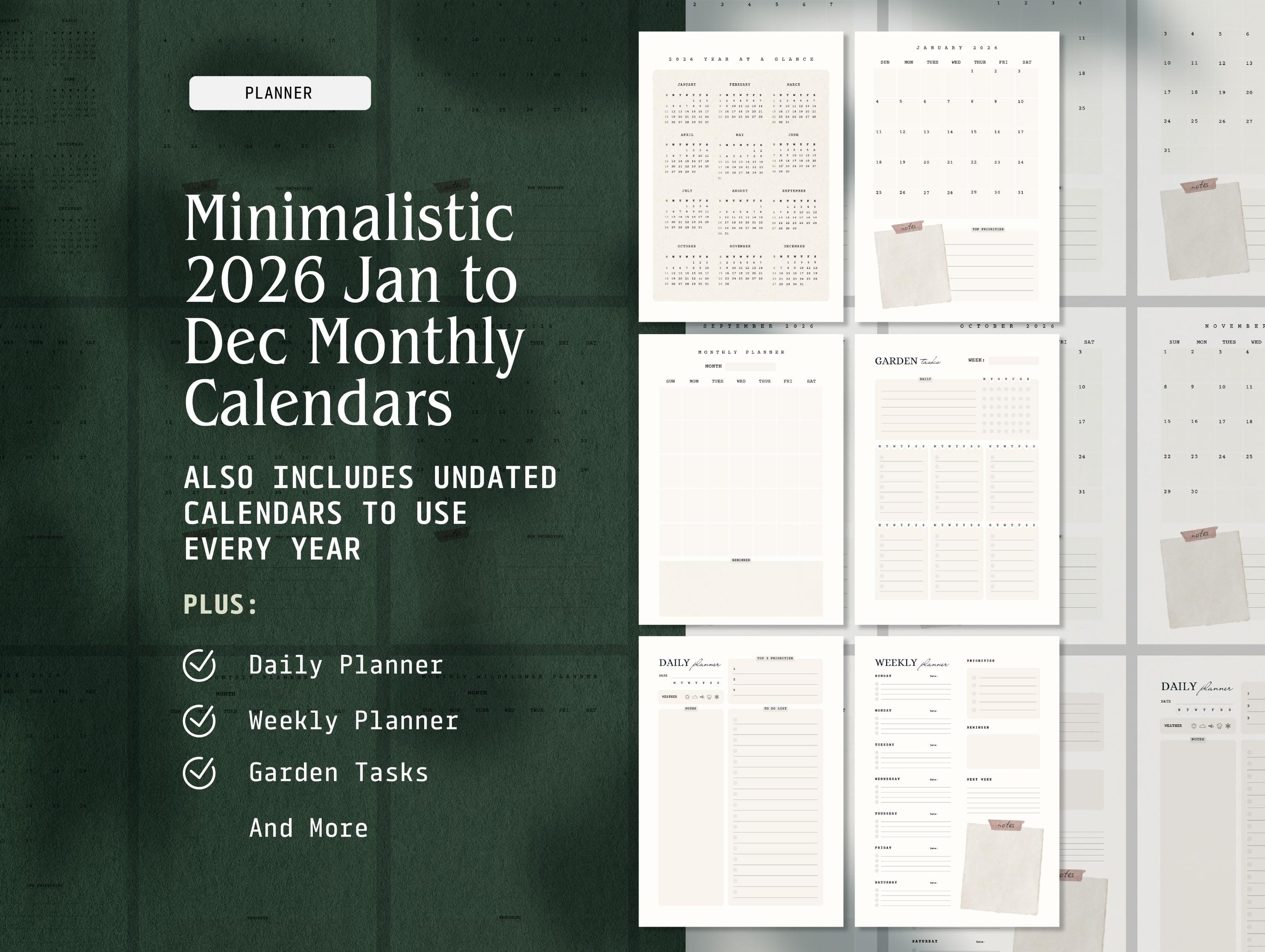 Garden Planner Printable 2026 Calendars Herbalist Journal Materia ...