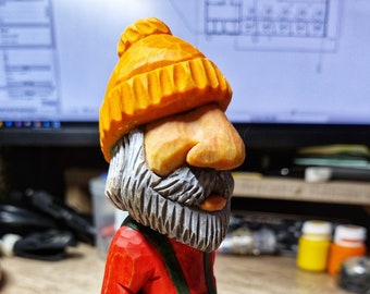 Wooden carved man worker - 6" inches - cute and funny - 100% handmade and natural - made in Ukraine