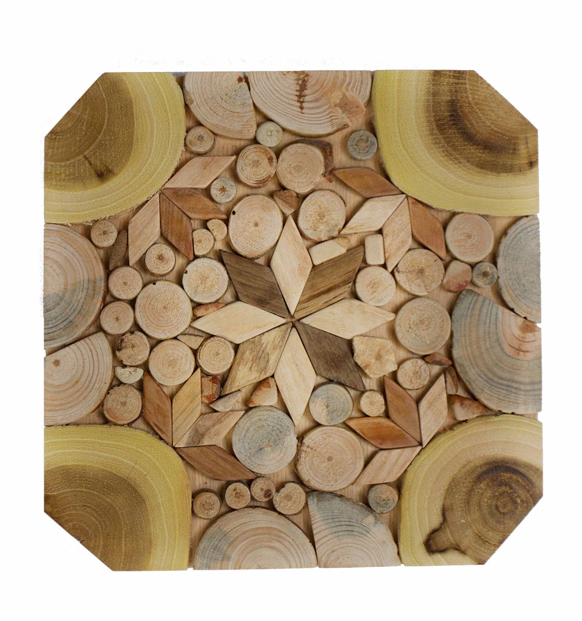 Unique natural handmade wooden trivet for hot dishes. Free USA Etsy