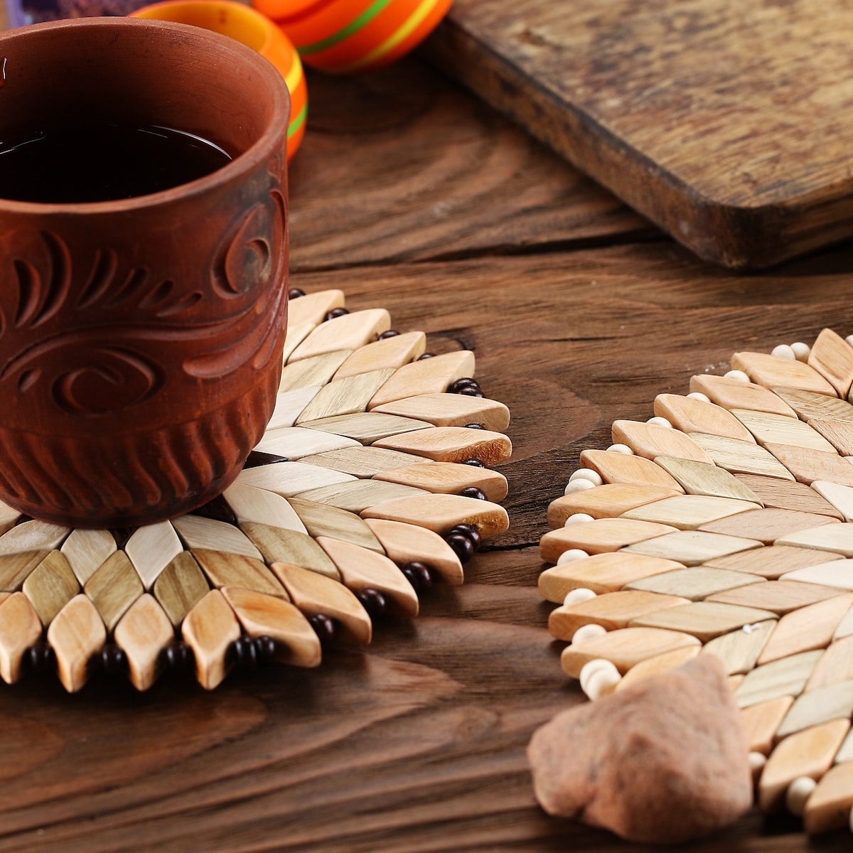 Set of 2 Large Handmade Wooden Trivets for Hot Dishes