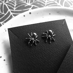 Sterling Silver Spider Stud Earrings| Halloween Earrings| Silver Studs| Spider Jewelry| Spider Earrings| Witchy Stud Earrings| Gifts for All