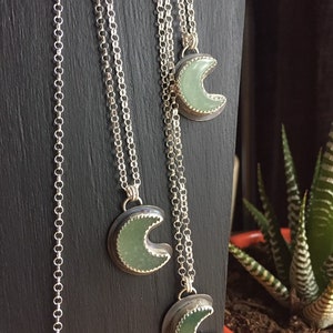 Silver Crescent Moon Pendant Necklace| Sterling Silver Citrine Necklace| Boho Pendant| Apatite Sodalite | Gifts for Her| Celestial| Lunar