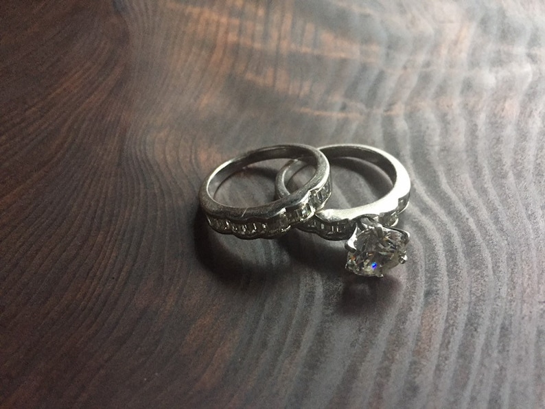 Vintage Engagement Ring Vintage CZ Jewelry Size 8 Vintage Silver Cubic Zirconia Ring|Wedding Bands|Anniversary Gifts Large Stone Ring