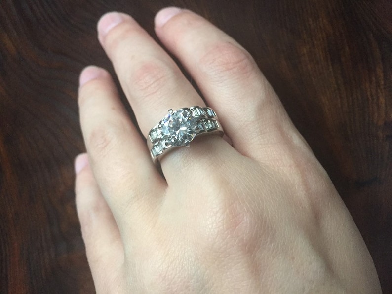 Vintage Engagement Ring Vintage CZ Jewelry Size 8 Vintage Silver Cubic Zirconia Ring|Wedding Bands|Anniversary Gifts Large Stone Ring