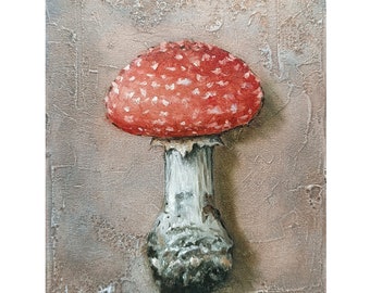 Fly Agaric Mushroom Painting| Mushrooms oil painting| Magic mushroom Mushroom painting| Gifts with mushrooms| Magic mushroom art|