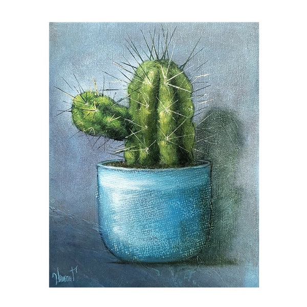 Cacti| Oil painting of cacti| Oil paintings of flowers| Wall art with cacti| Succulent plants| Botanical painting| A gift for cactus lovers|