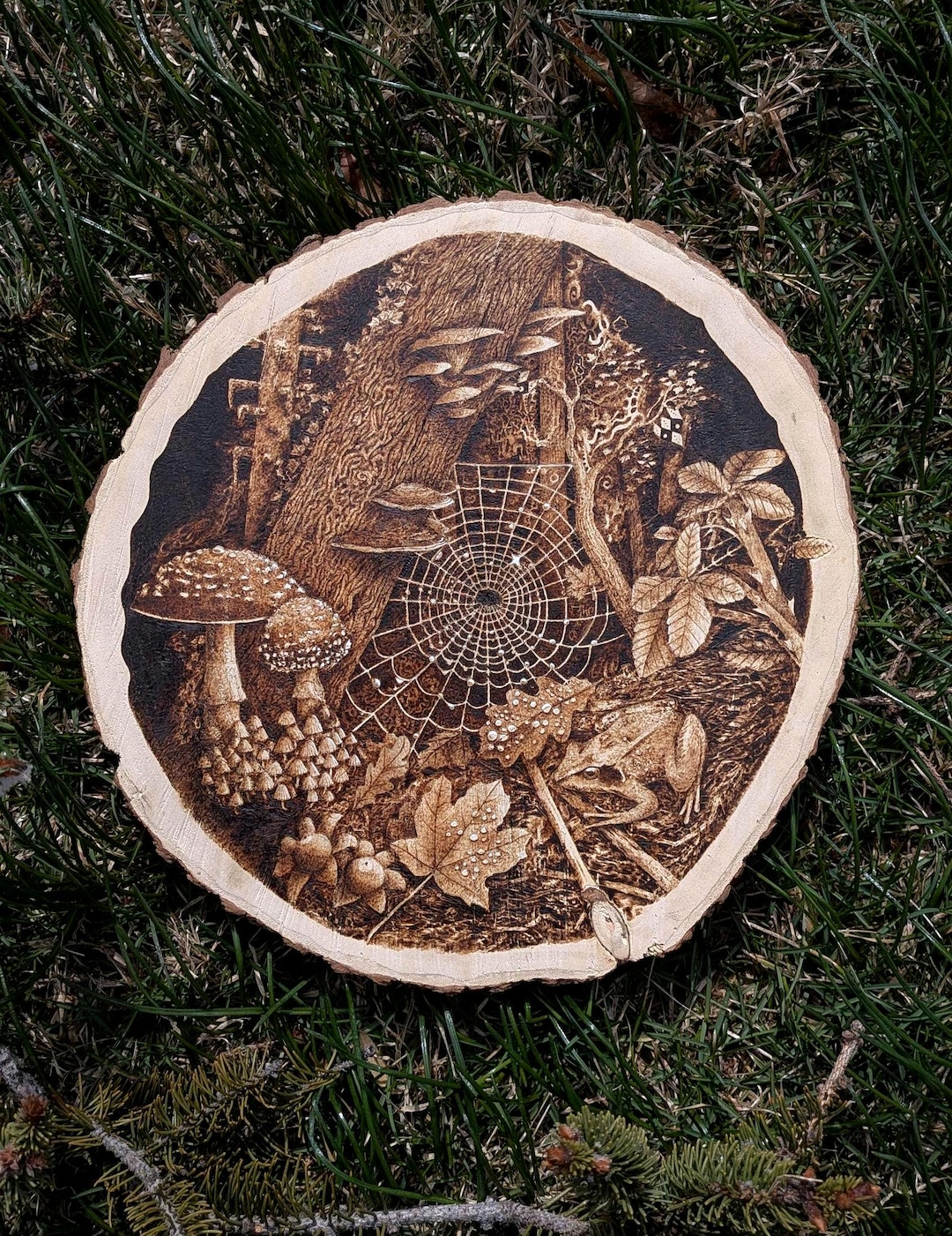 With the Web - Original Pyrography - Etsy