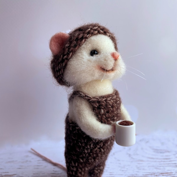 Needle felted mouse, felting mouse, Needle felted animal, Needle felted decoration,  animal sculpture, Miniature animal, Home decor, Gift