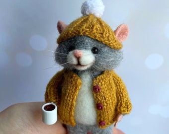 Needle felted mouse, felting mouse, Needle felted animal, Needle felted decoration,  animal sculpture, Miniature animal, Home decor, Gift