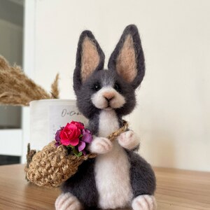 Needle felted Rabbit , Needle felted bunny, toys of wool, miniature animal, Home decor, soft sculpture, natural toys, felted gift