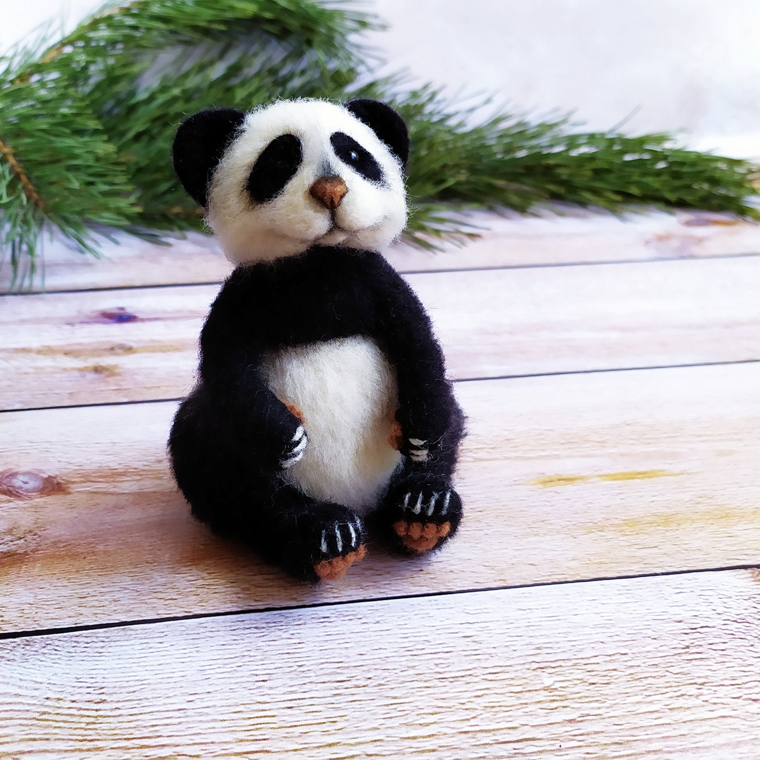 Needle Felted Panda Wool Panda toys of wool miniature Etsy