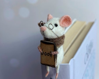 Felting Mouse, Felting Bookmark Mouse, Felting Animal, Felting Decoration, Miniature Animal, Home Decor, Gift