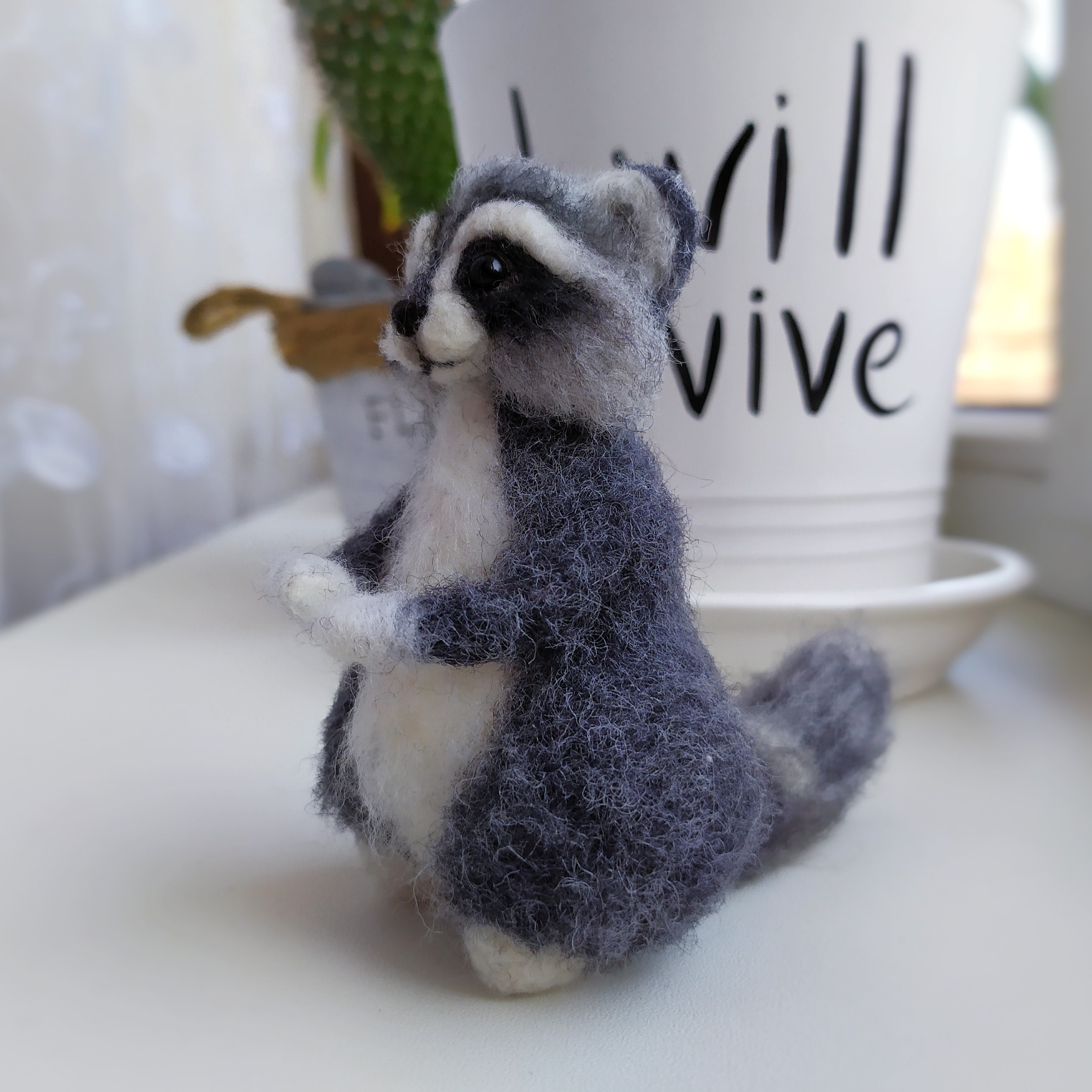 Needle felt raccoon Realistic felted racoon Needle felted Etsy