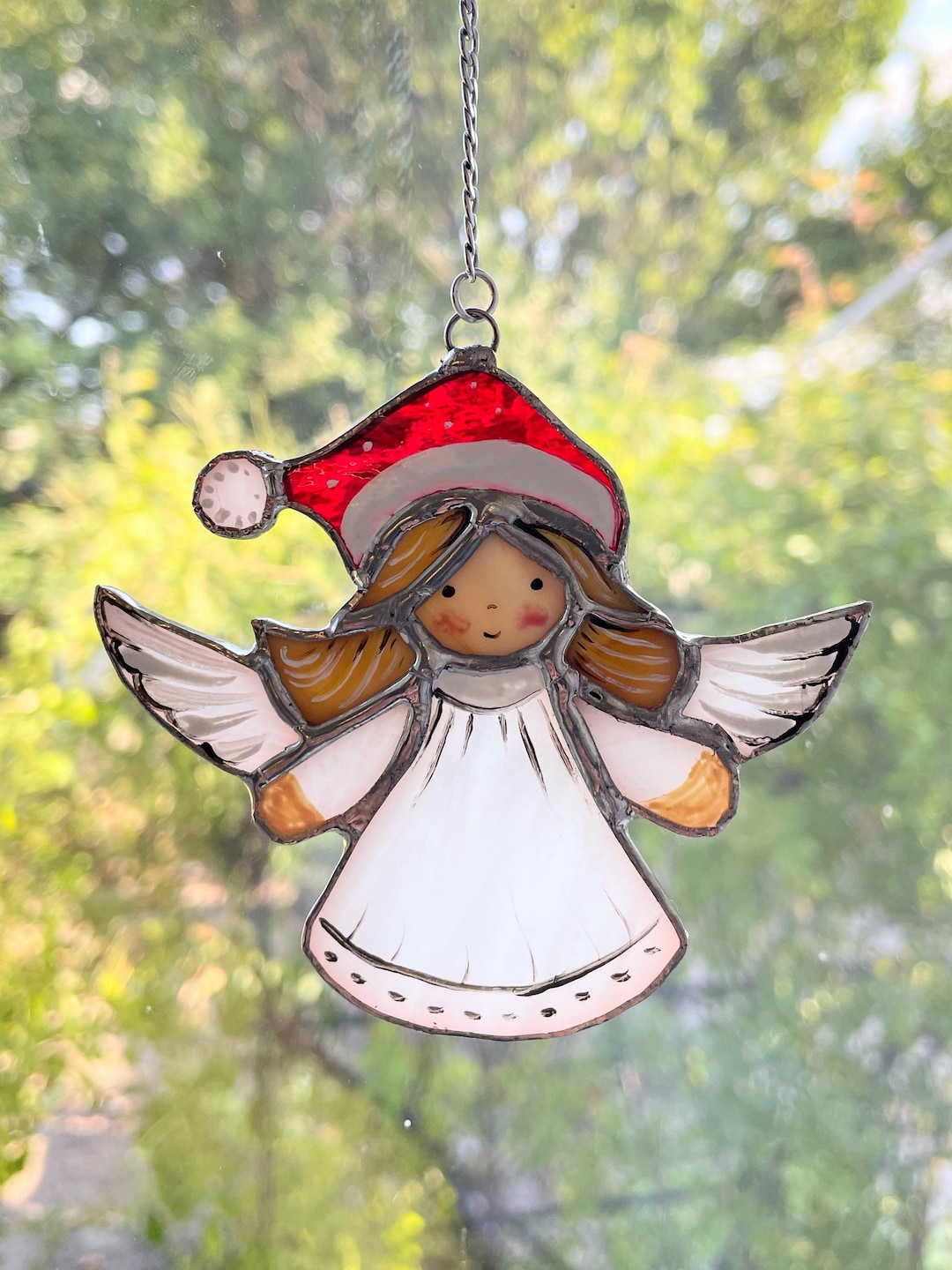 Stained Glass Christmas Angel Ornament: Handmade Holiday Decoration - Etsy