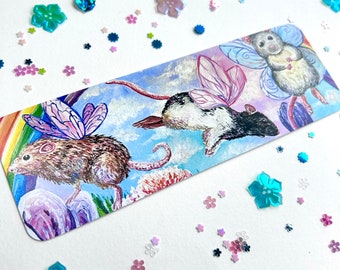 Rat Fairies Bookmark, Bookmarker, Bookmarking, Books, Reading, Book Art, Cute Art, gifts for book lovers, rodent lover gifts, acrylic