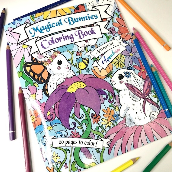 Magical Bunnies Large Coloring Book, Fairy, Cute Art, Adult Coloring Book,  Rabbit Art, Cute Gifts, Animals, Mermaids, Children's Gift, Craft 