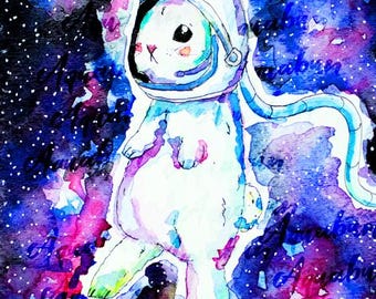 宇宙飛行士のウサギのキャンバスアート – 気まぐれな宇宙ウサギの