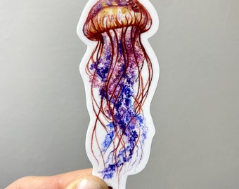 Watercolor Jellyfish Sticker - Waterproof Ocean Art Decal