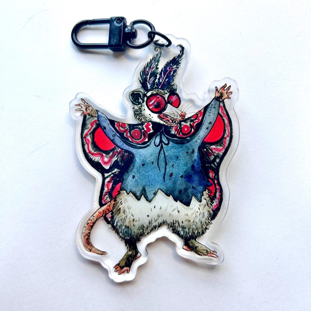 Mothman Key Chain Mothman Possum Cryptid Acrylic Double Sided Keychain - Etsy