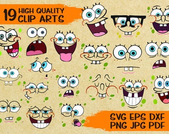 19 Spongebob Squarepants Expressions Clip Arts | SVG cut file | vector | printable | iron on