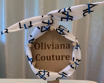 Blue Line Love Wire Headband | Cotton Rockabilly Bow