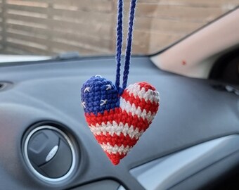 American flag car accessories Rear view mirror hanger Patriotic car decor