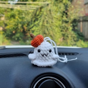 Ghost car accessories Ghost and pumpkin car decor Halloween rear view mirror charm
