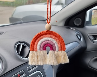 Lesbian car accessories Pride macrame rainbow car charm Lesbian pride rainbow car hanging accessory