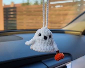 Cute ghost car accessories Halloween car decor rear view mirror