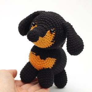 Black and tan dachshund  Handmade doxie plush Custom dachshund dog portrait