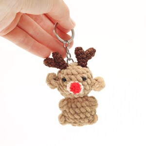 Deer keychain Red nose reindeer Christmas keychain gift