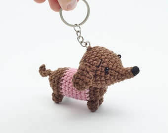 Cute dachshund dog keychain