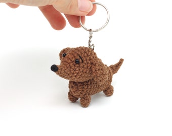 Crochet dachshund dog keychain